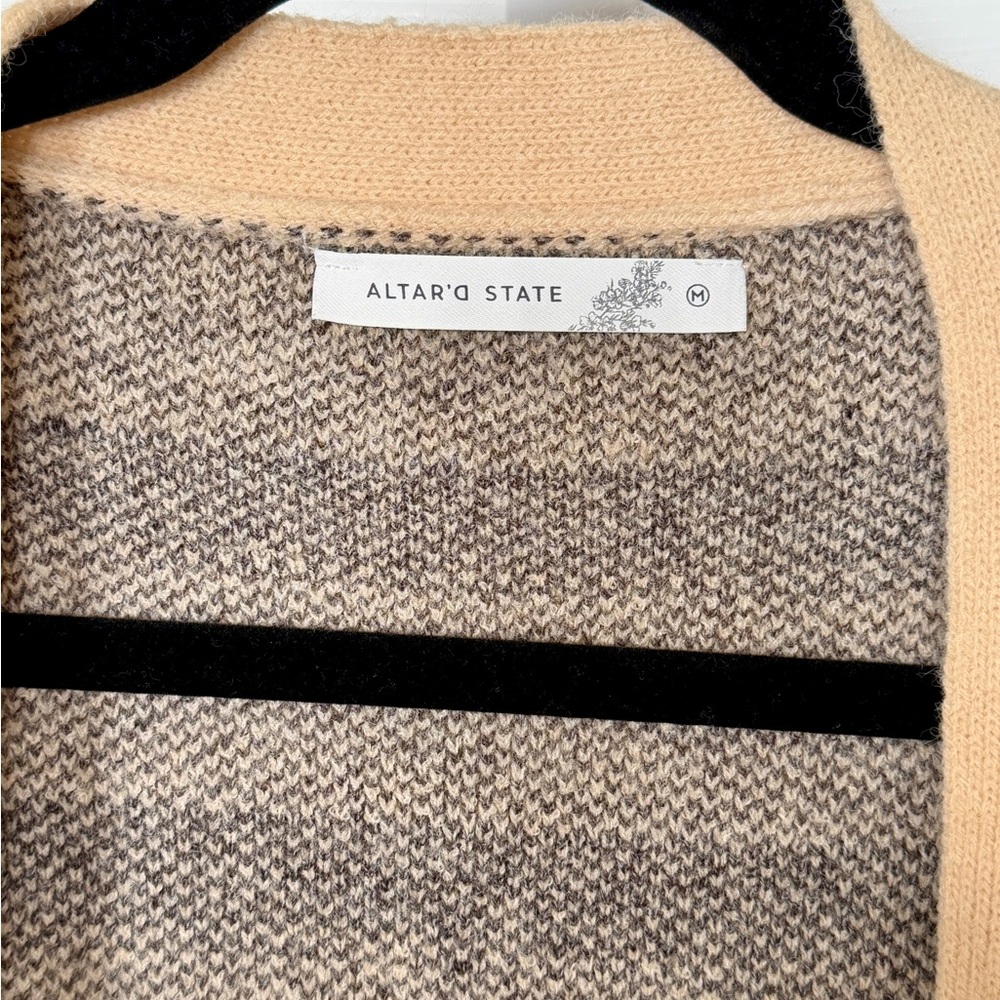 Altar’d State M Checkerboard Striped Longline Duster Cardigan Sweater NWT - Picture 6 of 13
